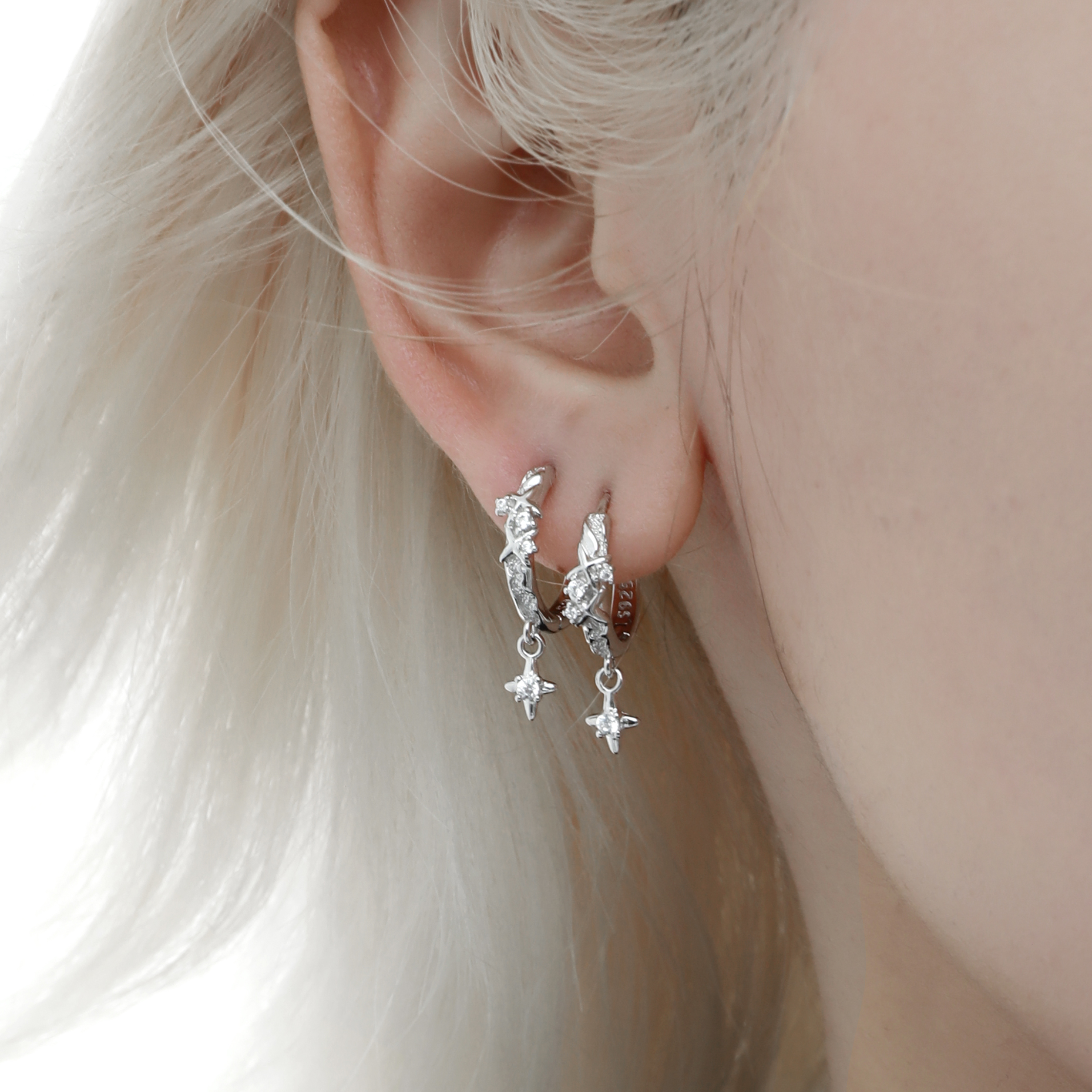 S925 STAR HOOP PIERCE