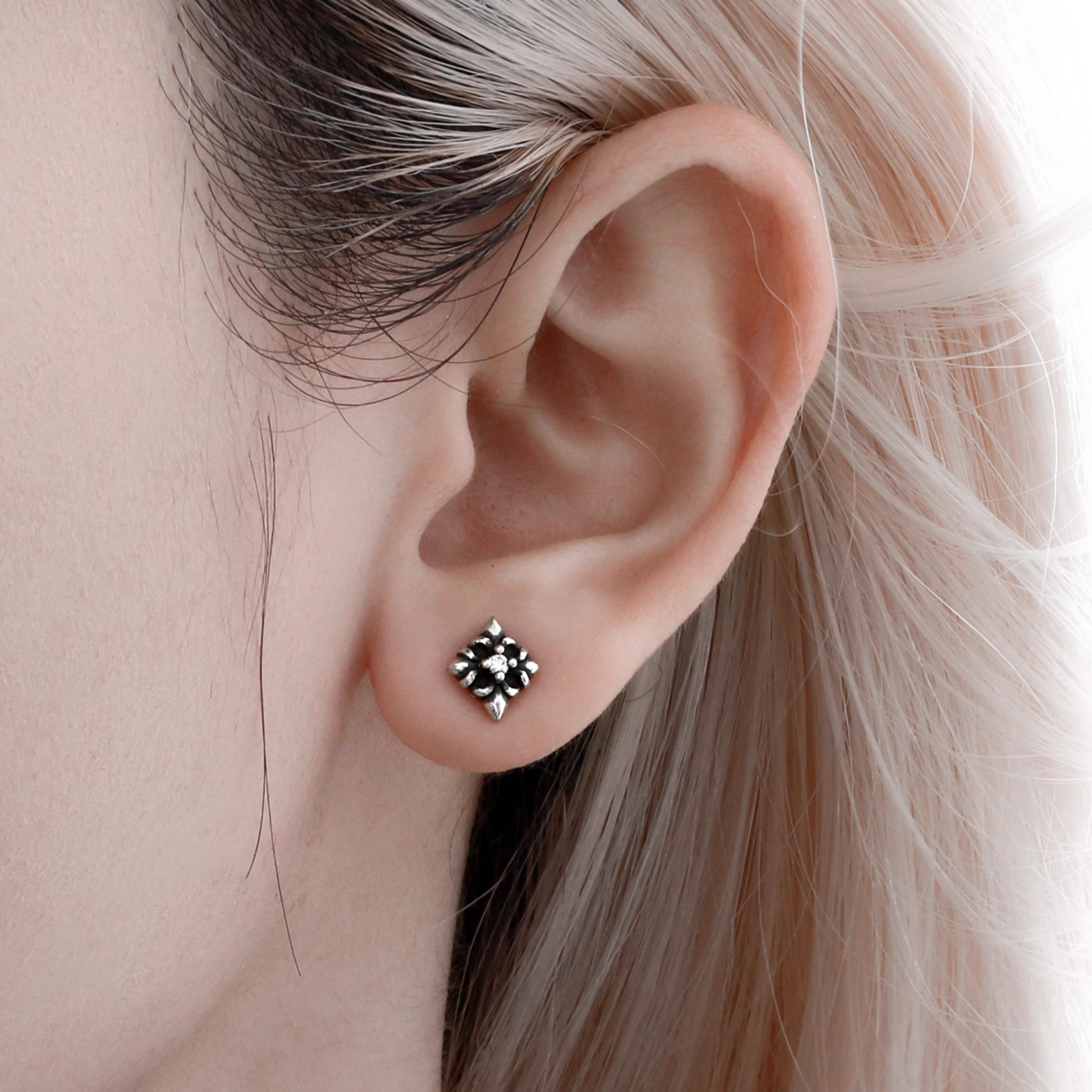 S925 CRUCIFIX MINI PIERCE[SET ITEM]