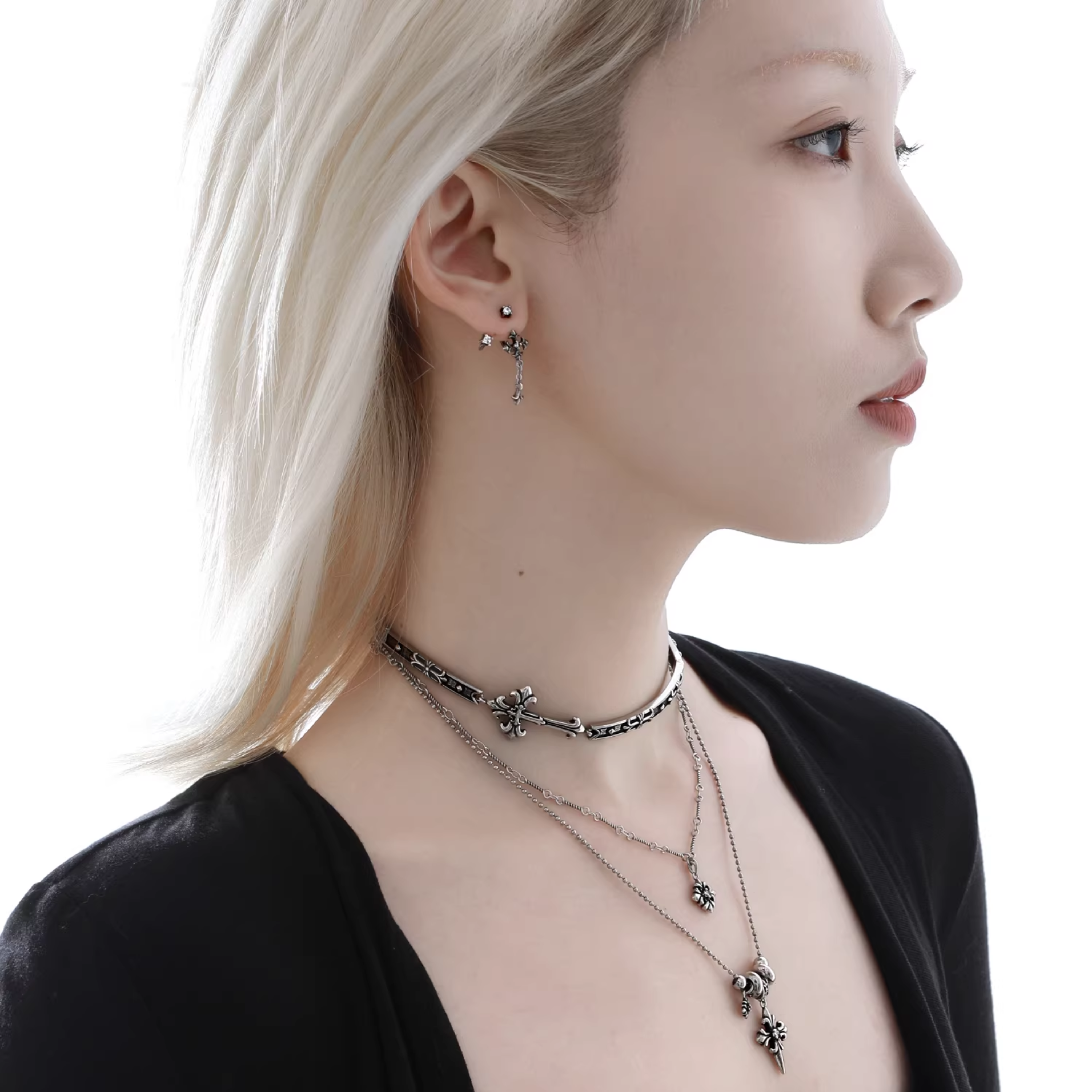 S925 CRUCIFIX CROSS PIERCE