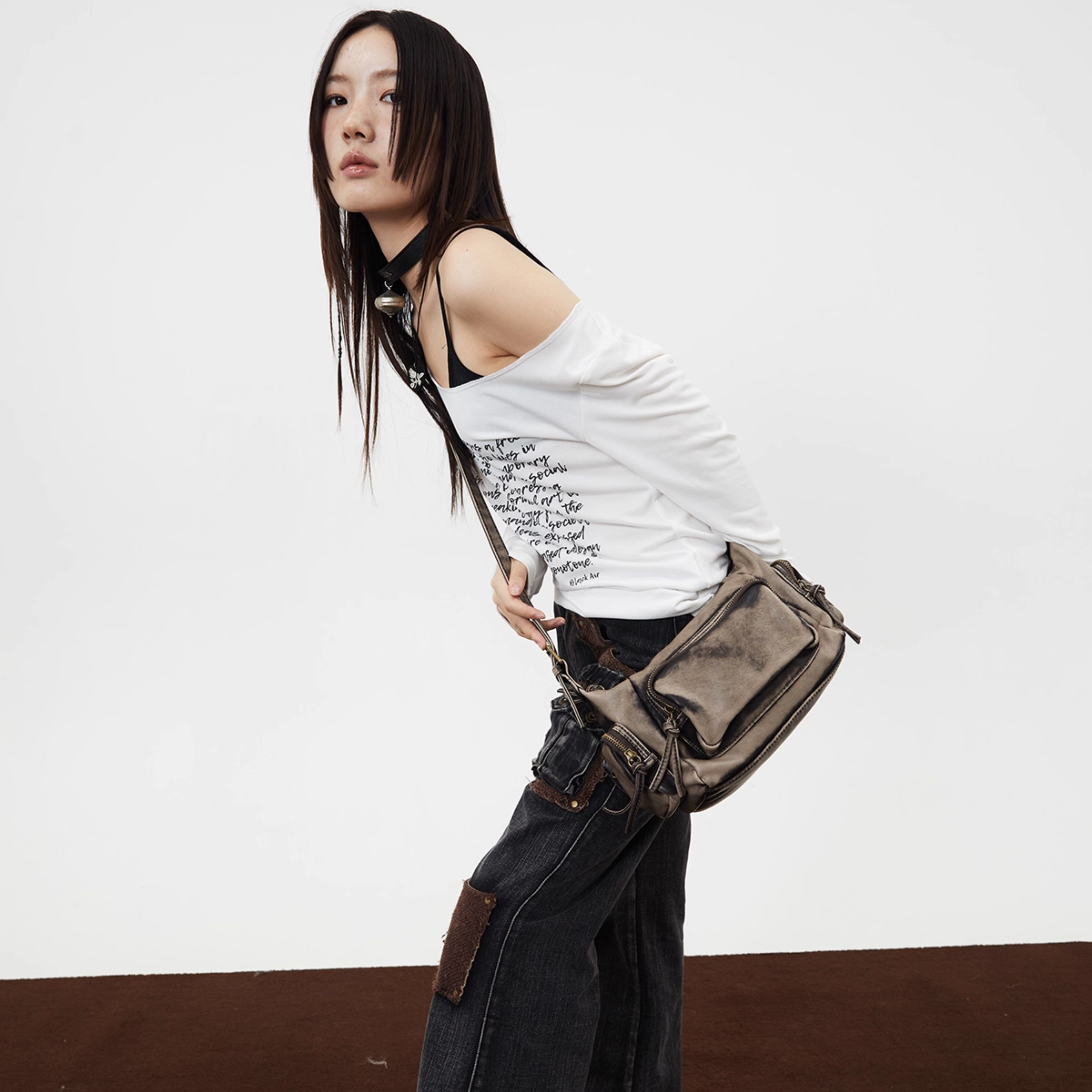 WASHED LEATHER MINI SHOULDER BAG