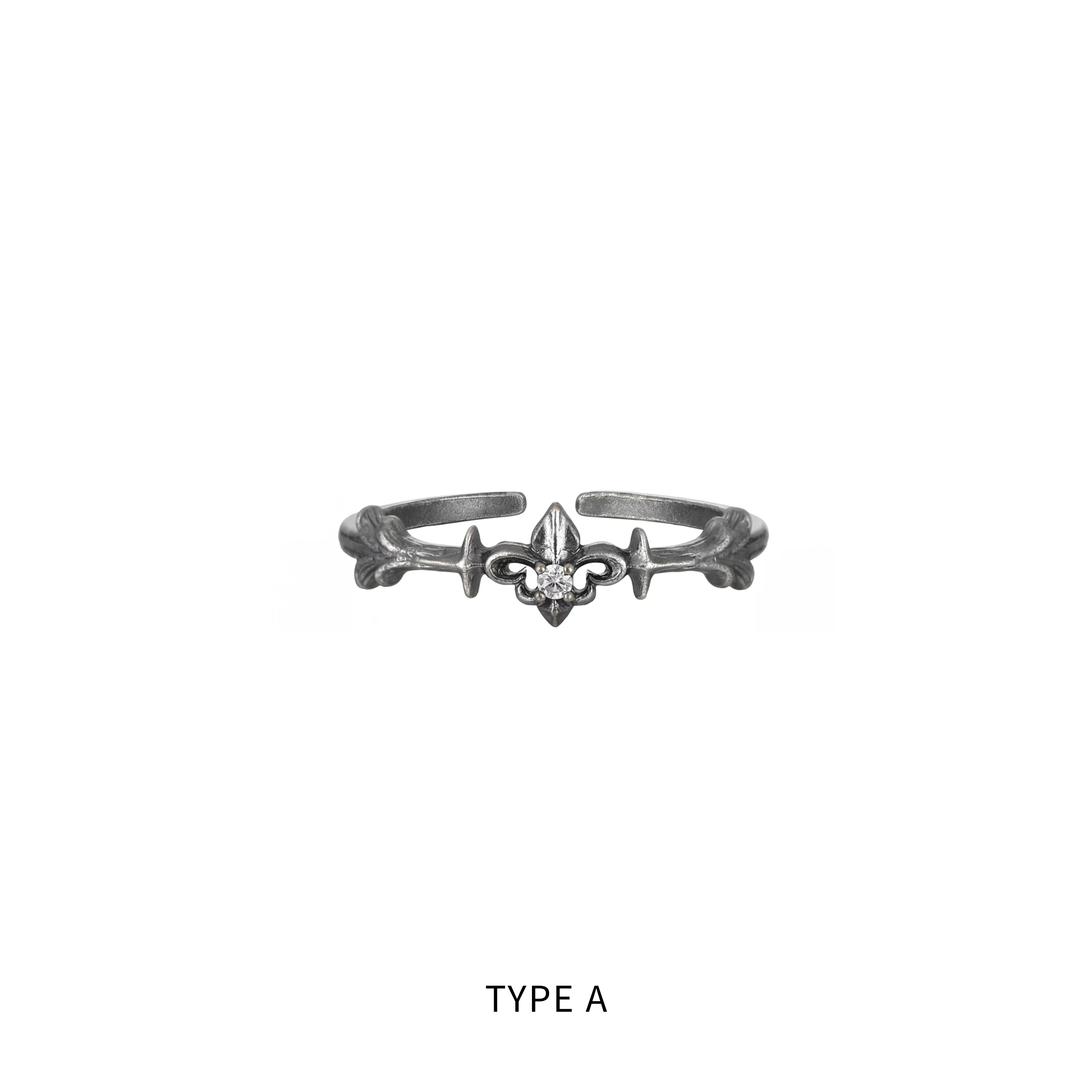 S925 CUBIC ZIRCONIA GOTHIC NOIR RING[SET ITEM]