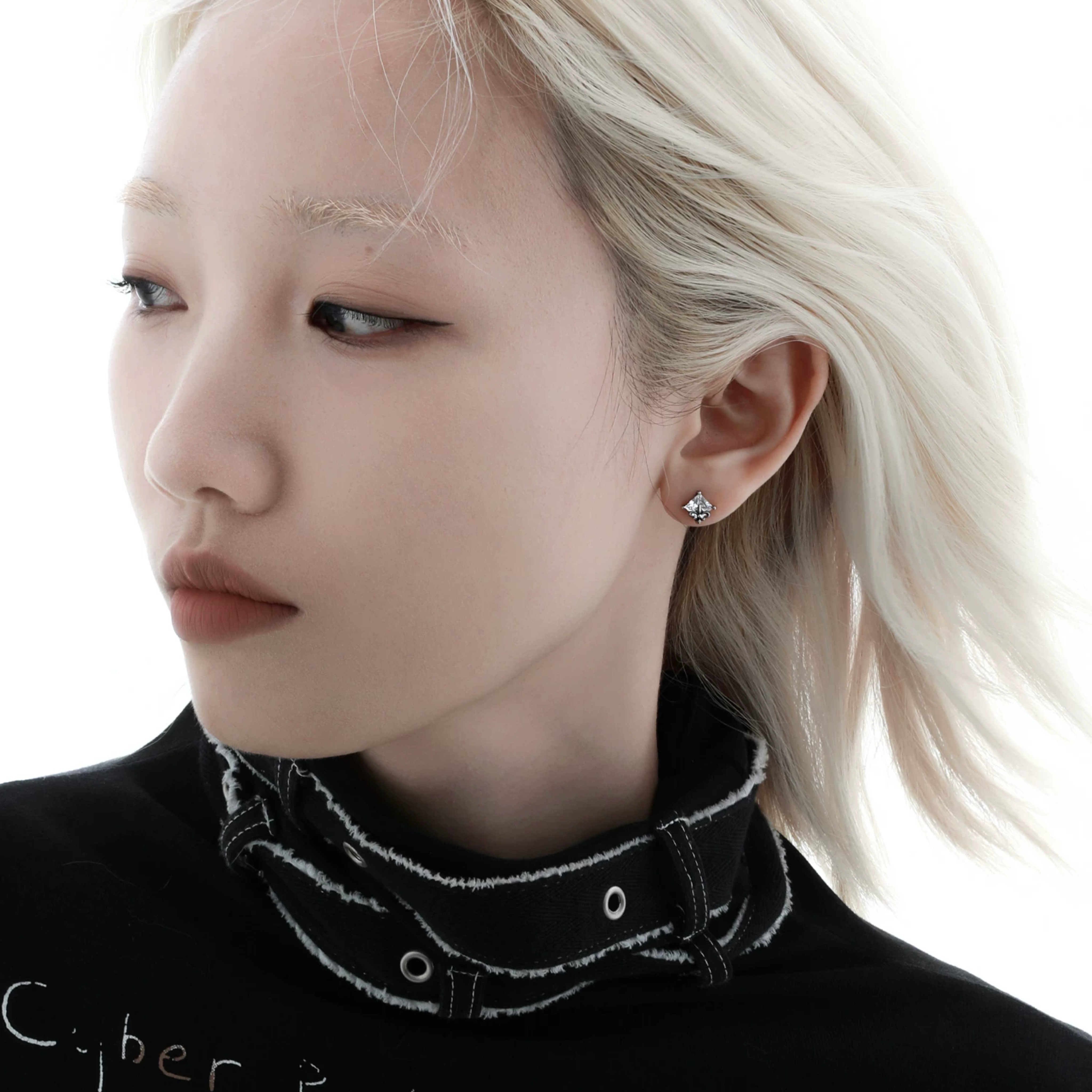 S925 CUBIC ZIRCONIA GOTHIC NOIR MINI PIERCE[SET ITEM]
