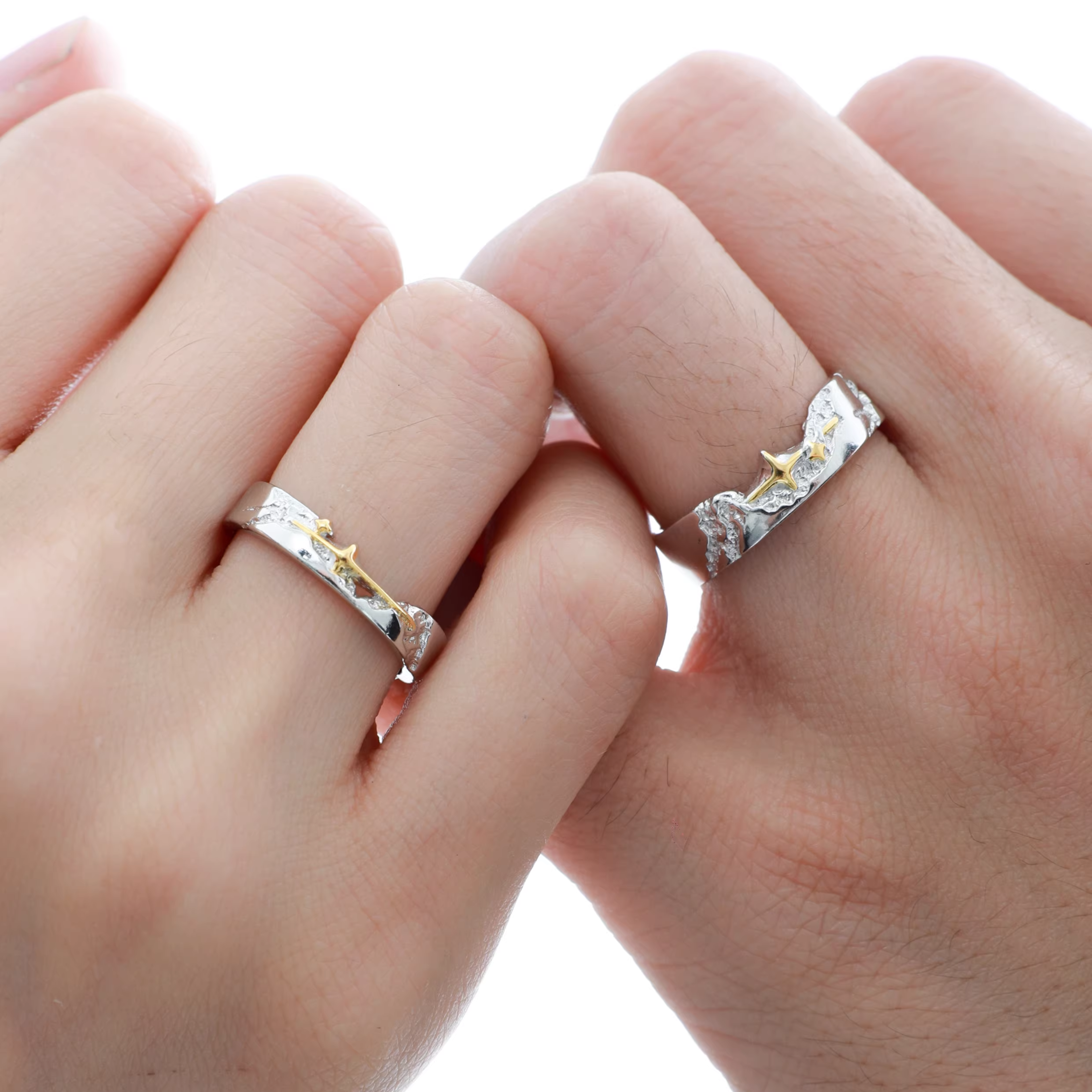 S925 GOLD COUPLE PAIR RING SET