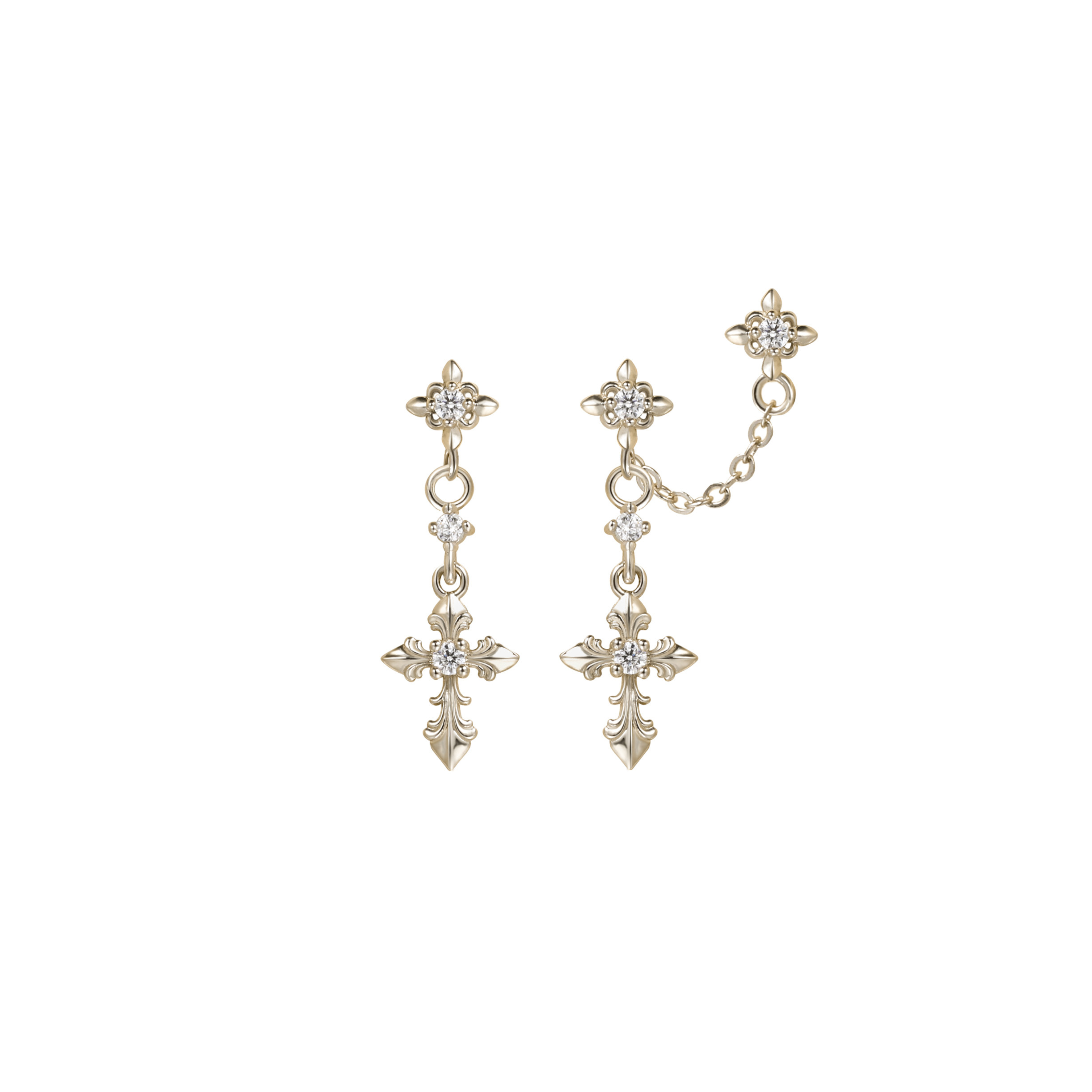 S925 ROYAL SIGNET CROSS PIERCE[SET ITEM]