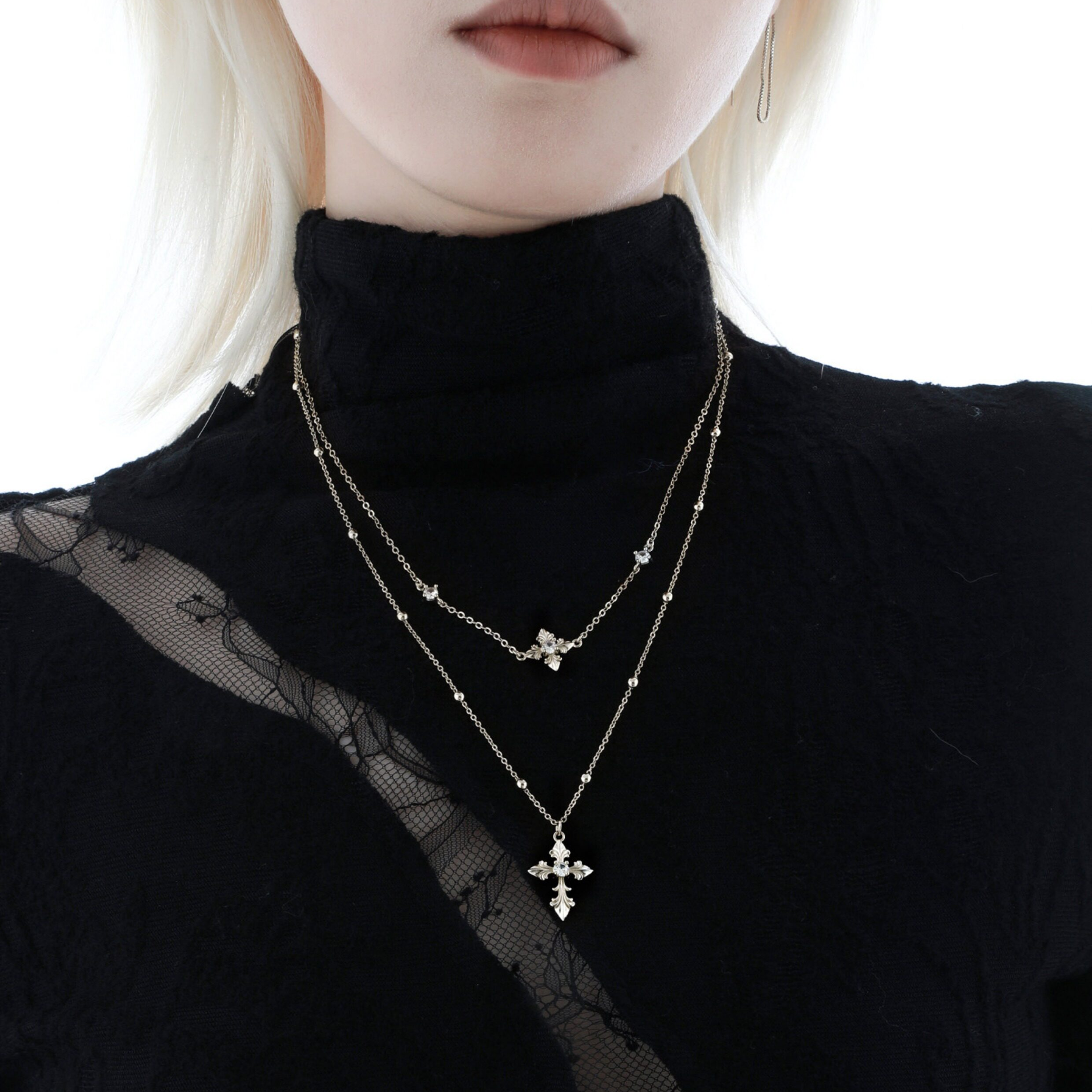 S925 ROYAL SIGNET LAYERED NECKLACE[SET ITEM]