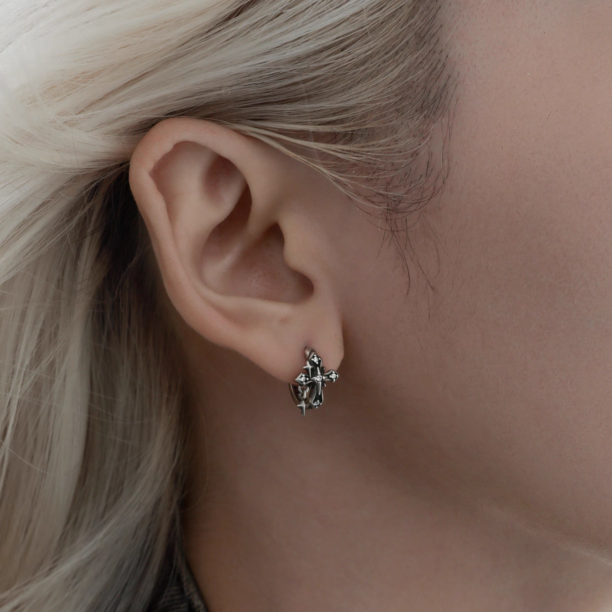 S925 CRUCIFIX ORBITAL PIERCE[SET ITEM]