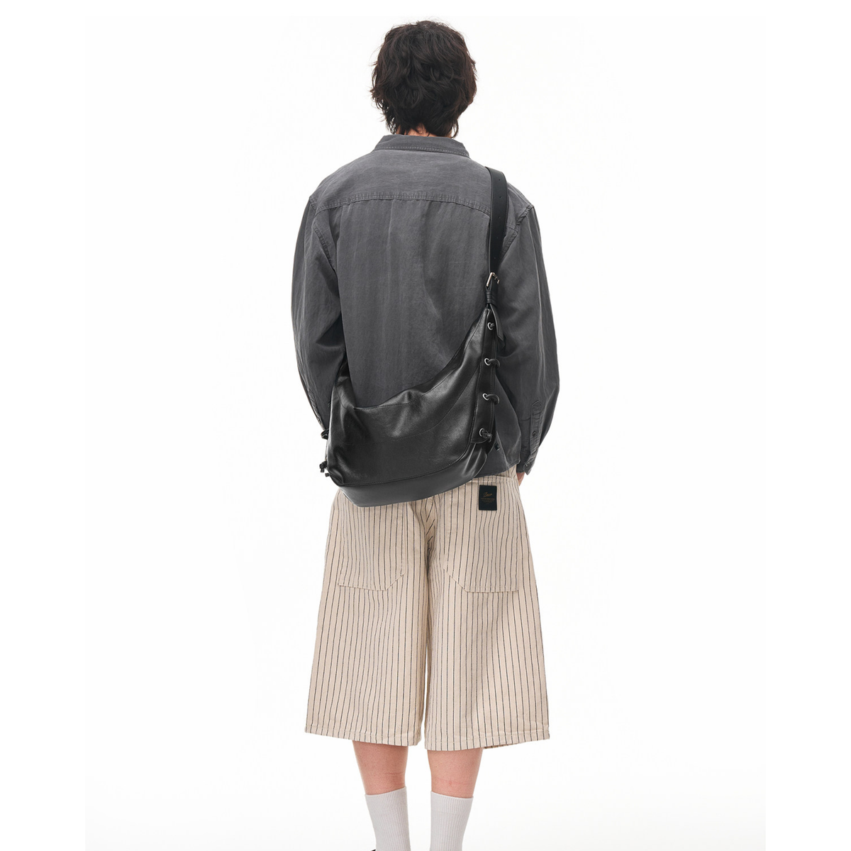 LACE-UP SLOUCH SHOULDER BAG