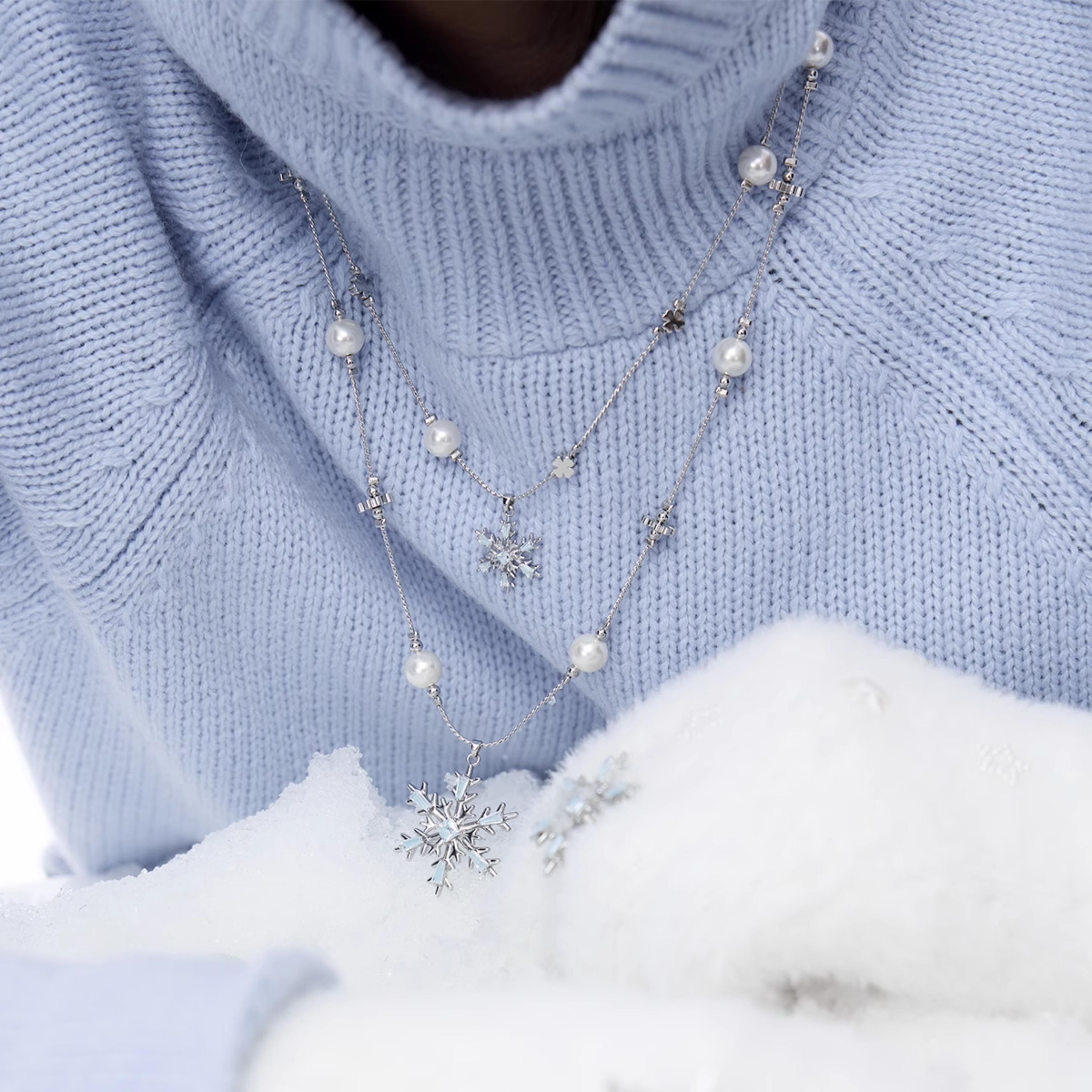 SNOW PEARL NECKLACE[SET ITEM]