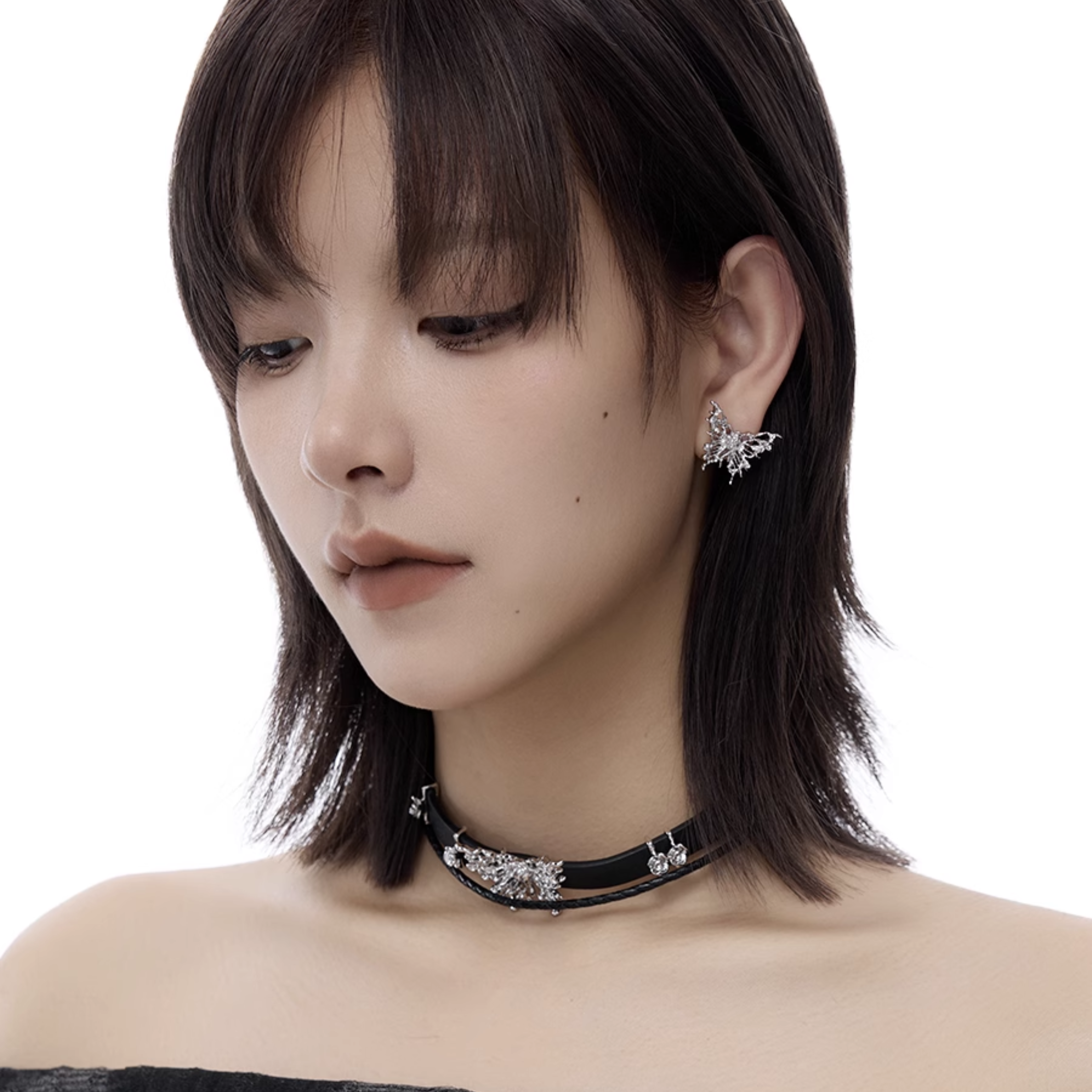 BLACK BUTTERFLY CHOKER[SET ITEM]