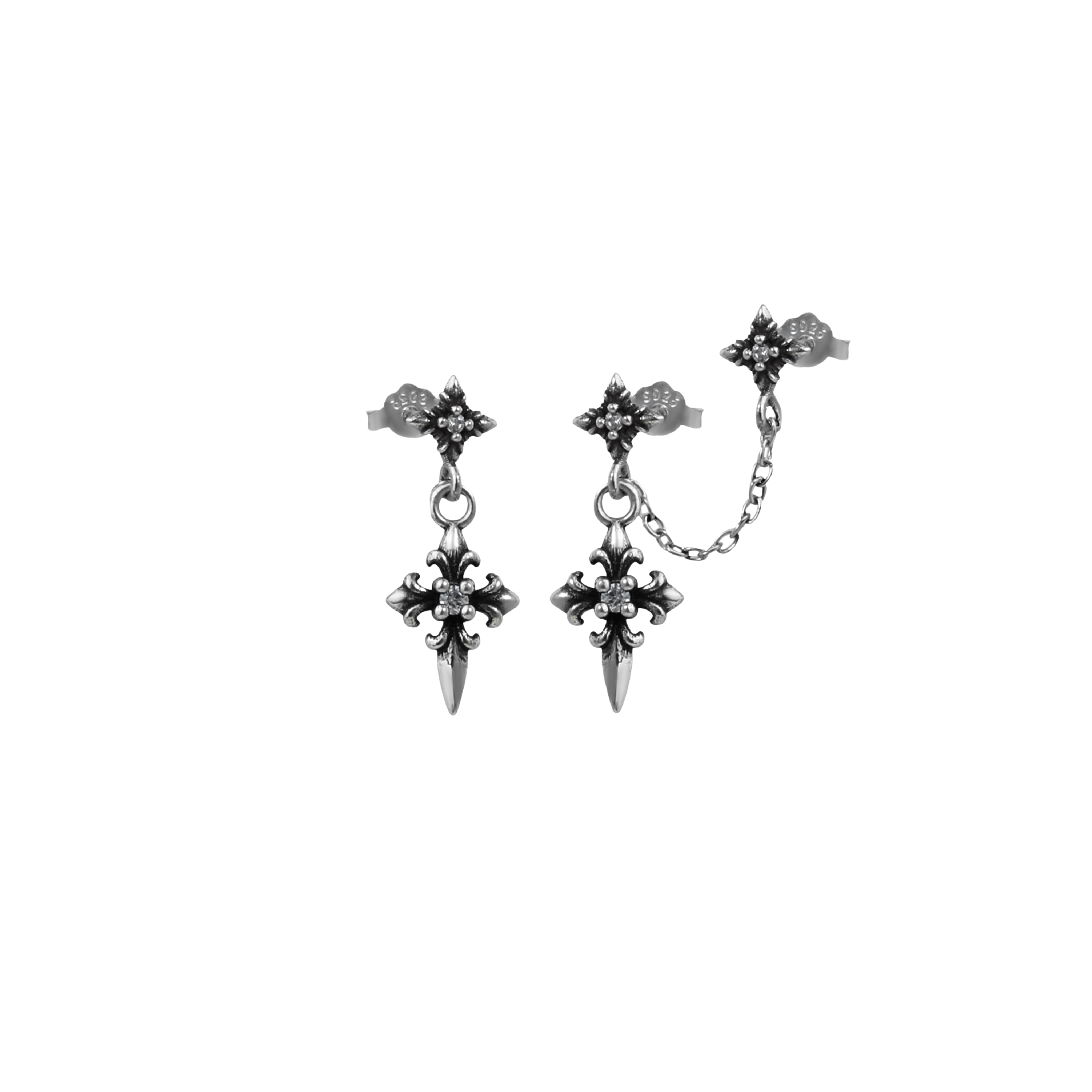 S925 CRUCIFIX CHAIN PIERCE[SET ITEM]
