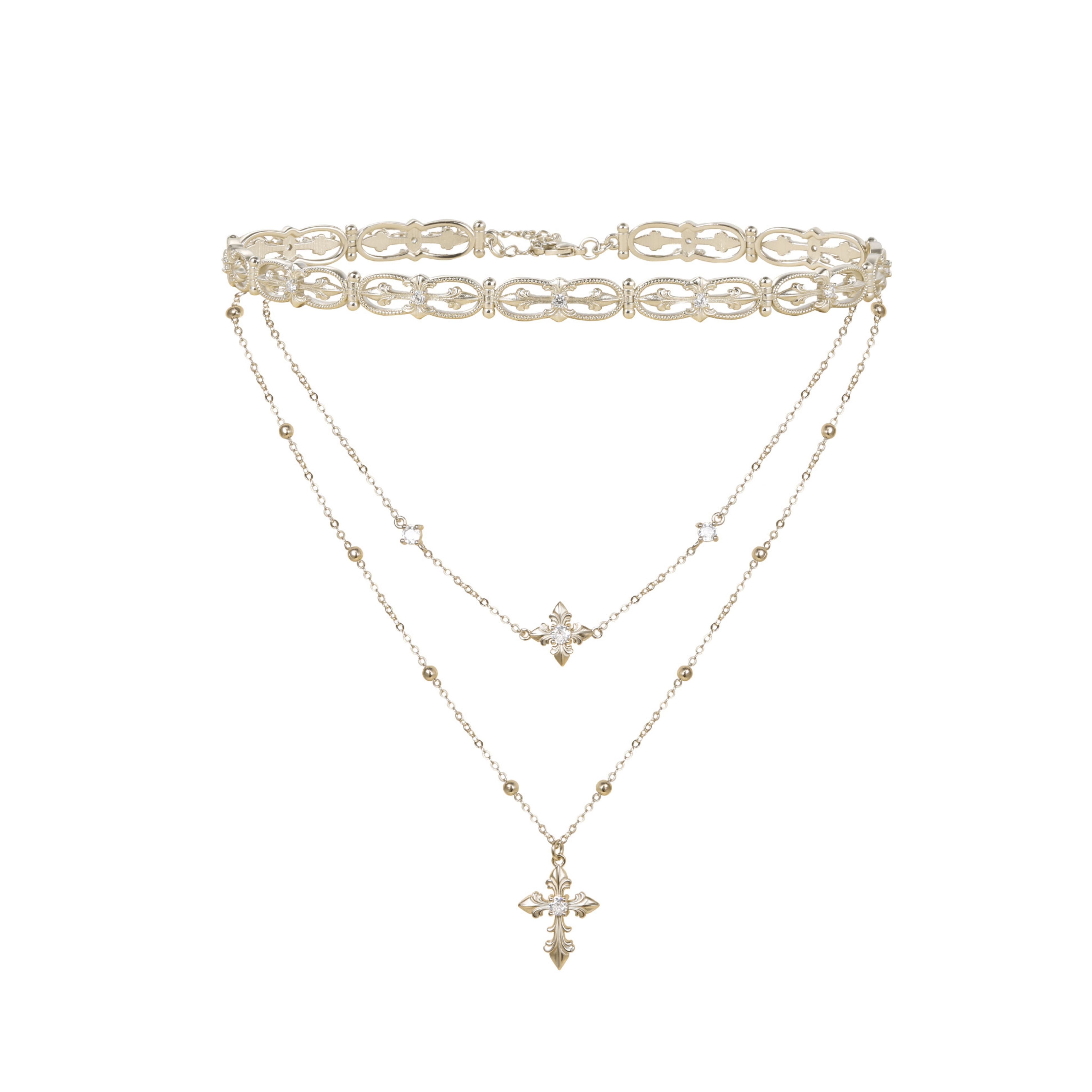S925 ROYAL SIGNET LAYERED NECKLACE[SET ITEM]