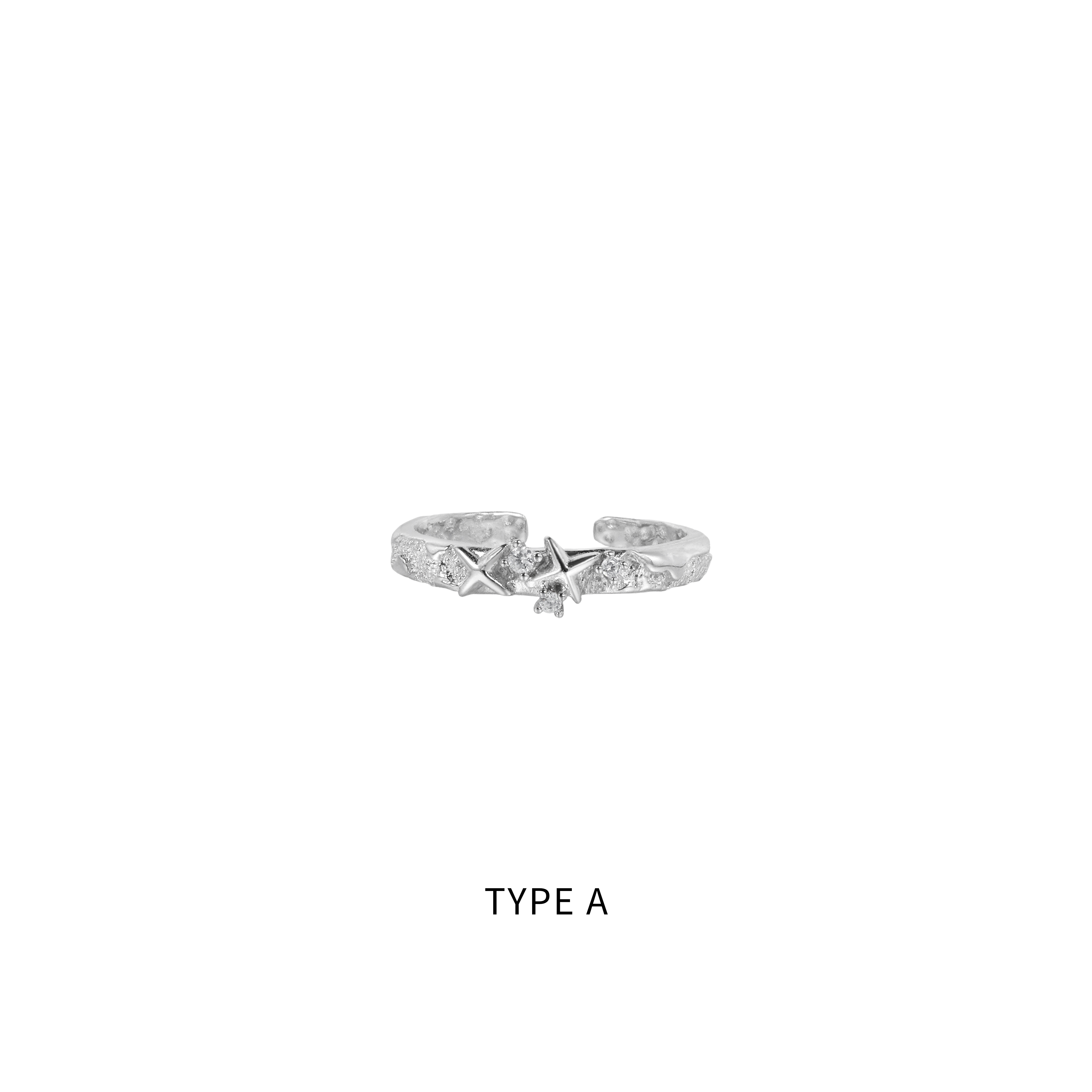 S925 CUBIC ZIRCONIA ÉTOILE TOE RING/RING[SET ITEM]