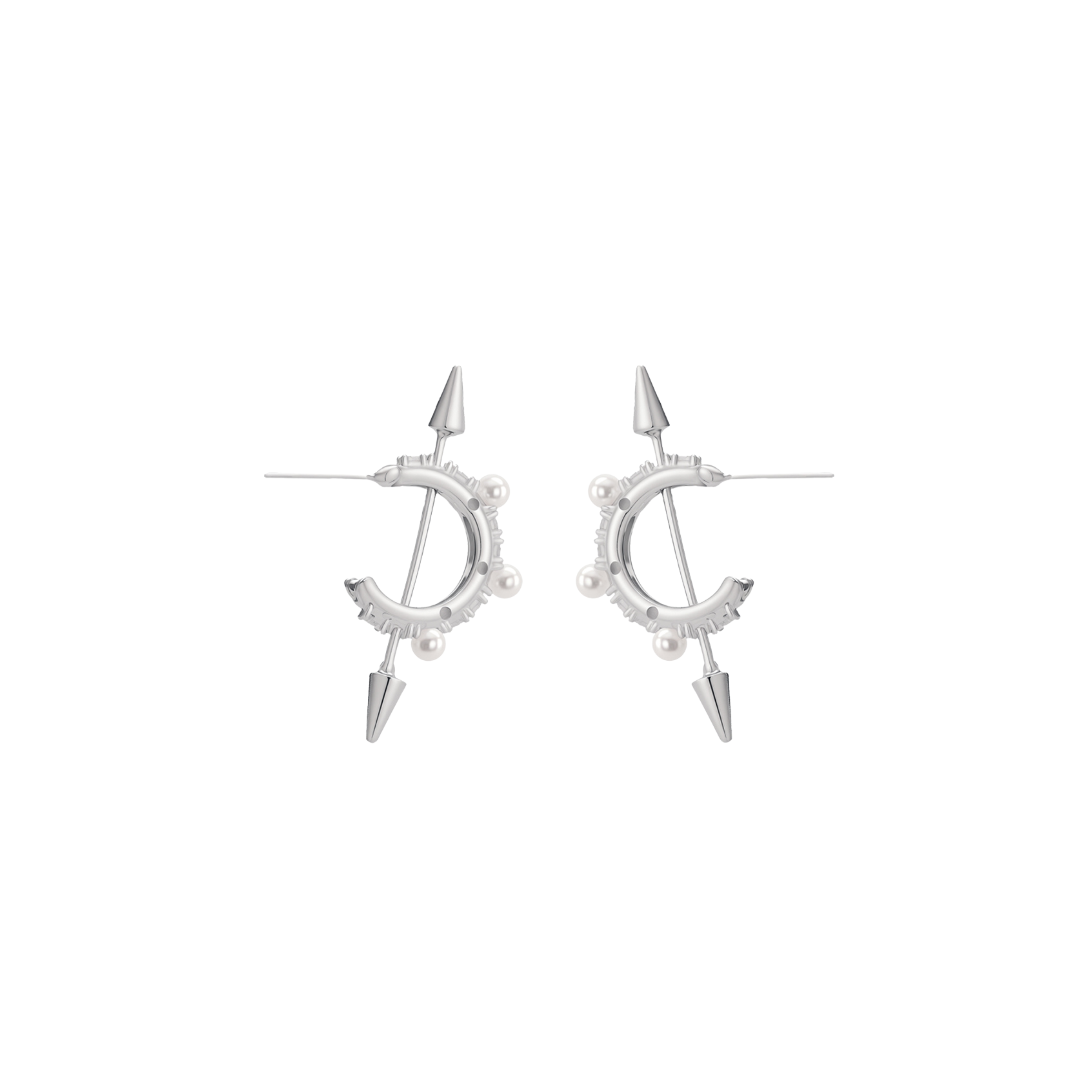 S925 CUBIC ZIRCONIA MOON SPIKE PIERCE&EARCUFF 6SET