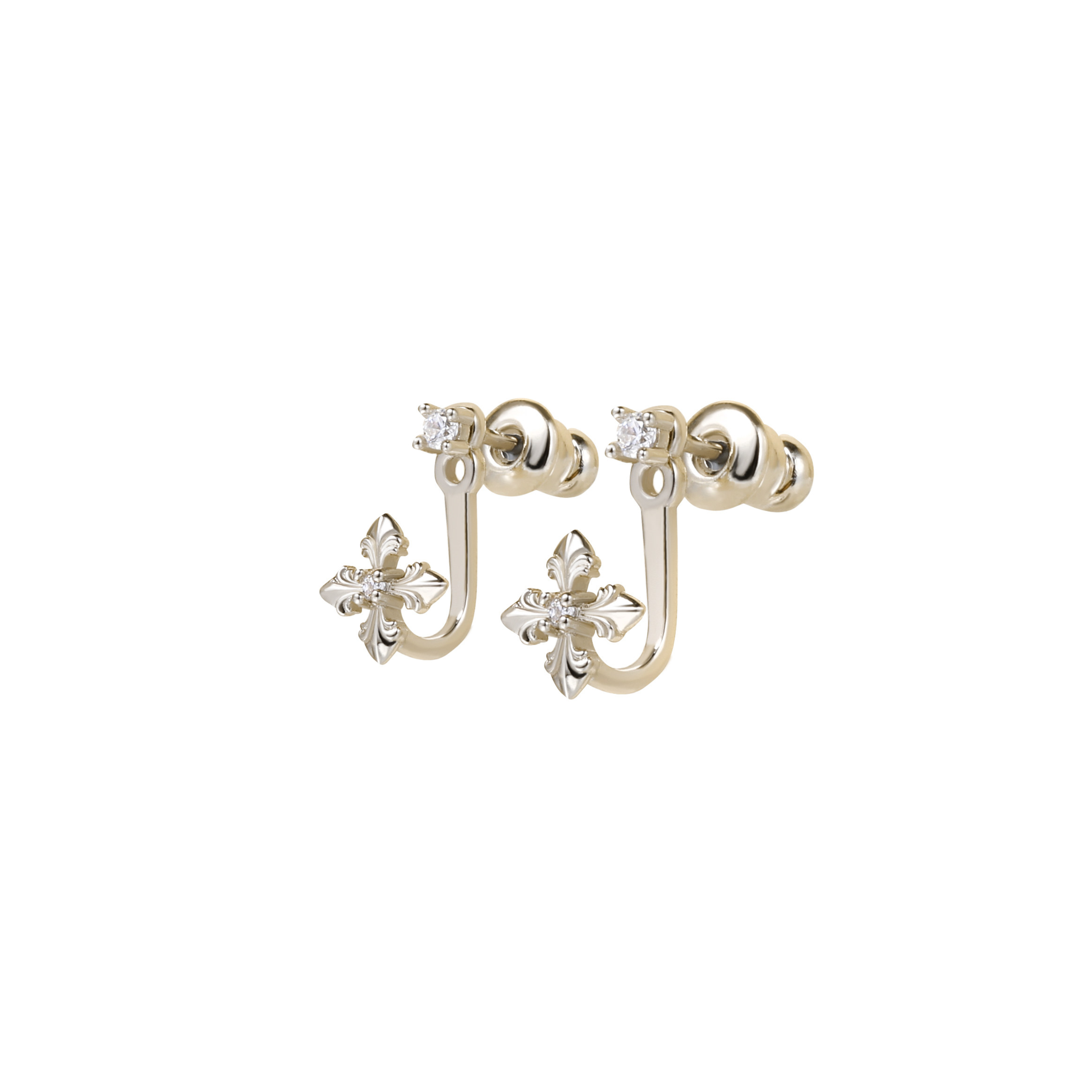 S925 ROYAL SIGNET CROSS STUD PIERCE[SET ITEM]