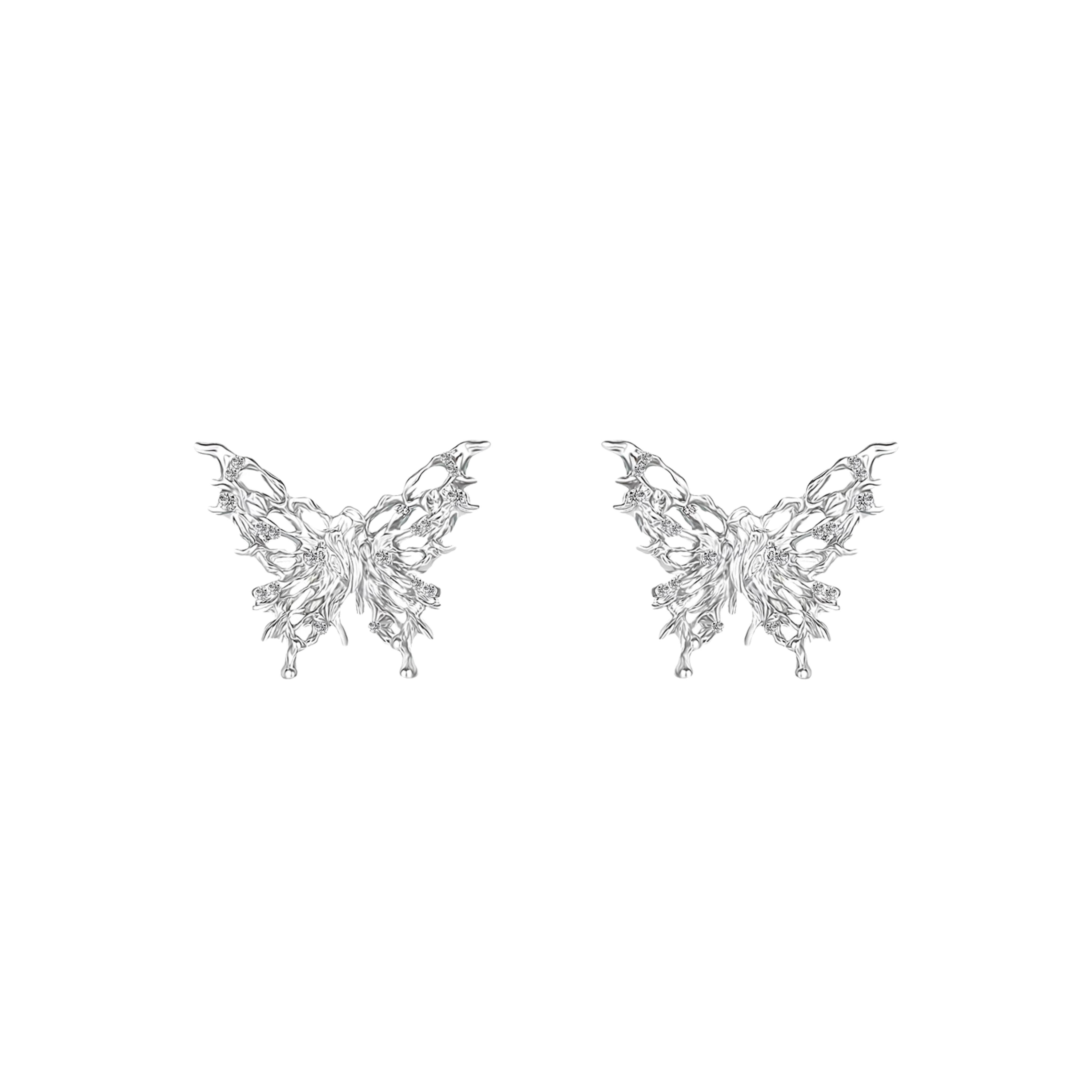 S925 CUBIC ZIRCONIA BLACK BUTTERFLY PIERCE[SET ITEM]