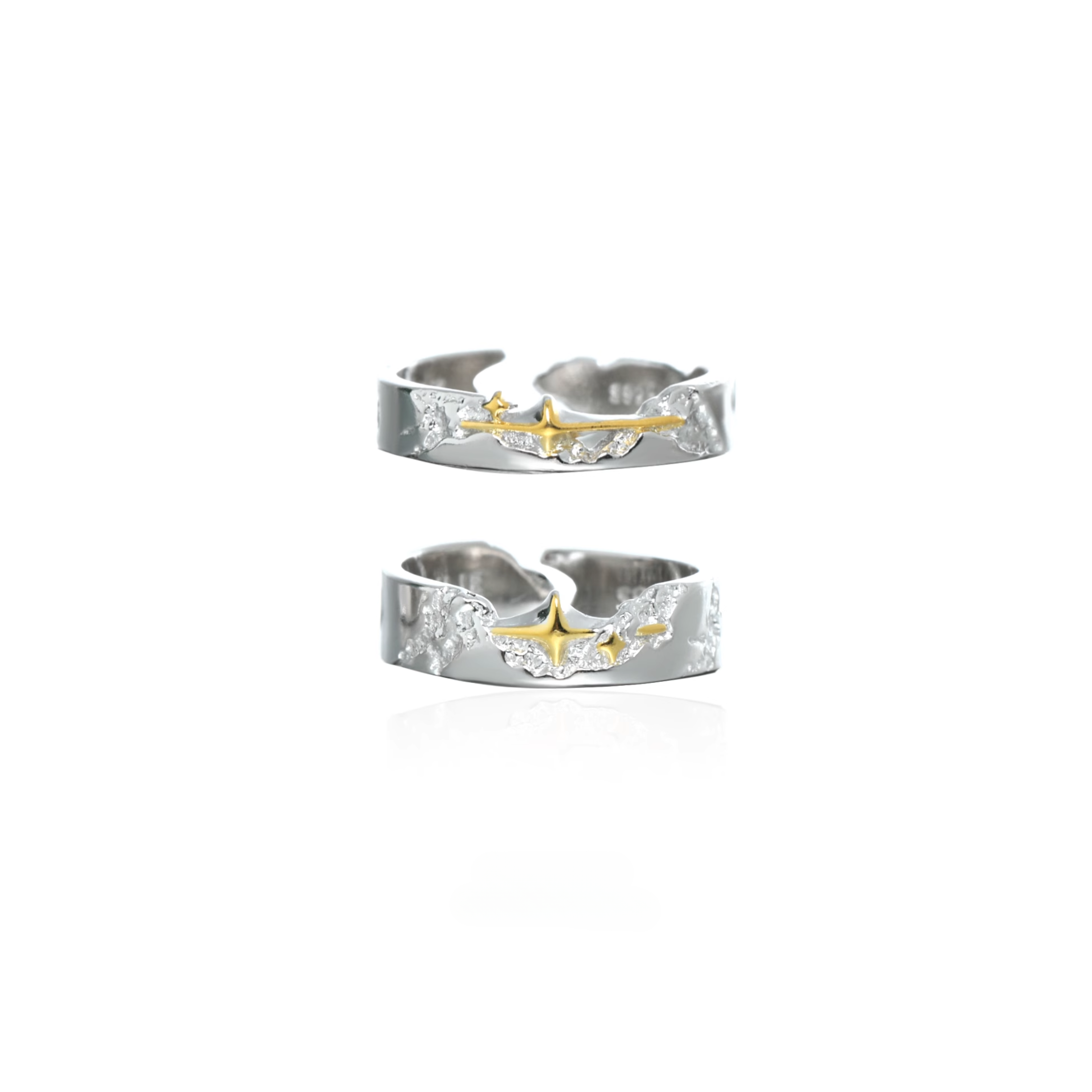 S925 GOLD COUPLE PAIR RING SET