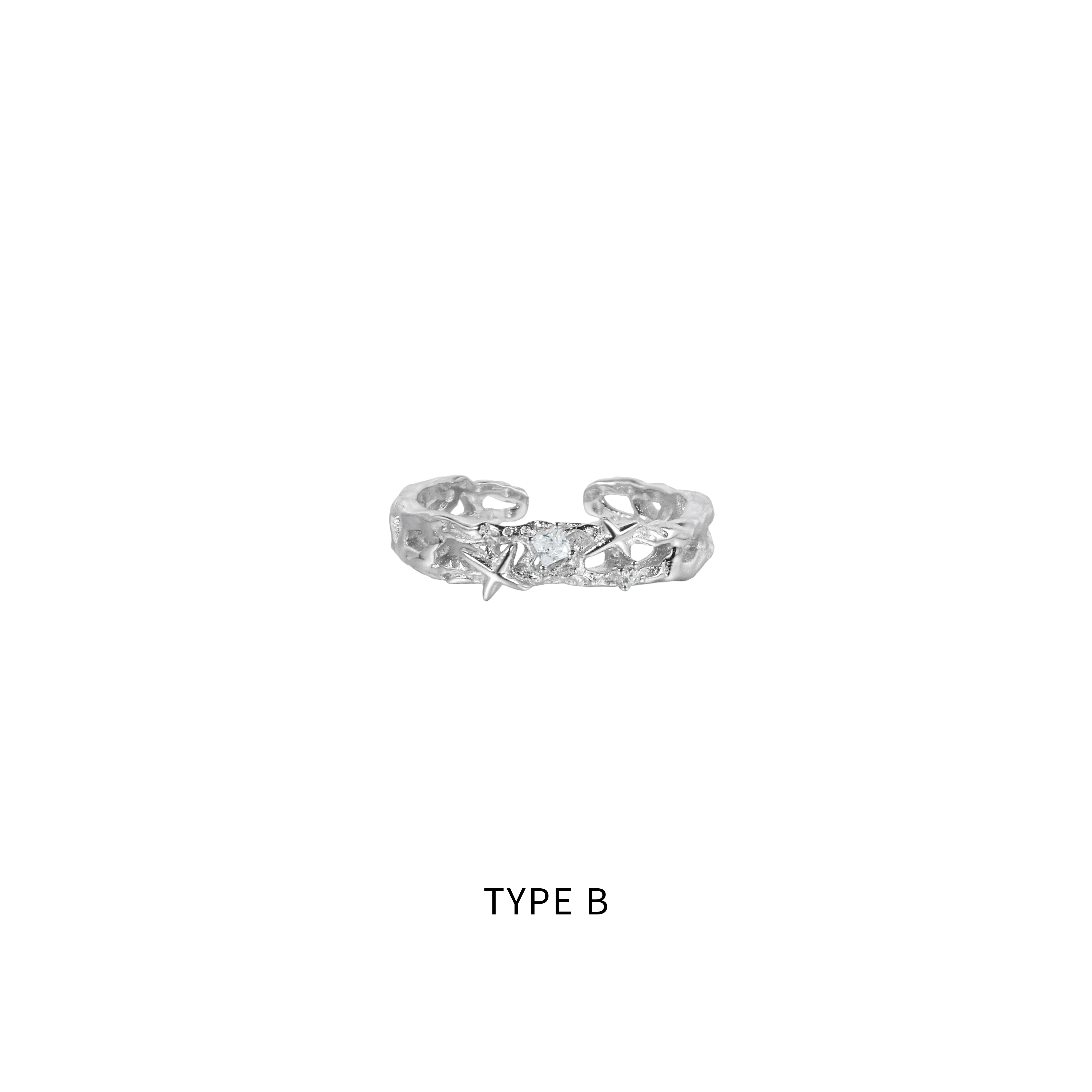 S925 CUBIC ZIRCONIA ÉTOILE TOE RING/RING[SET ITEM]