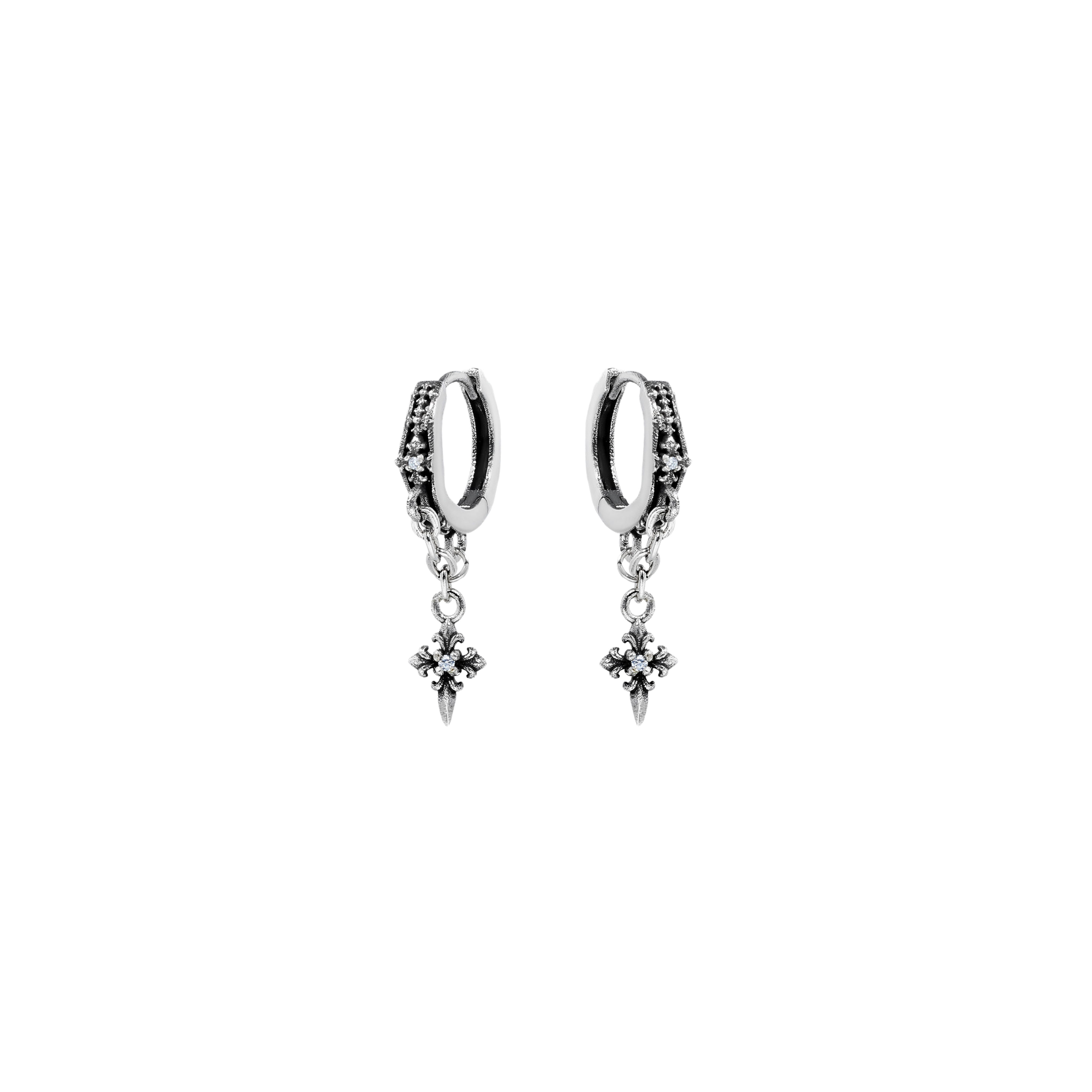 CRUCIFIX DROP HOOPS PIERCE[SET ITEM]