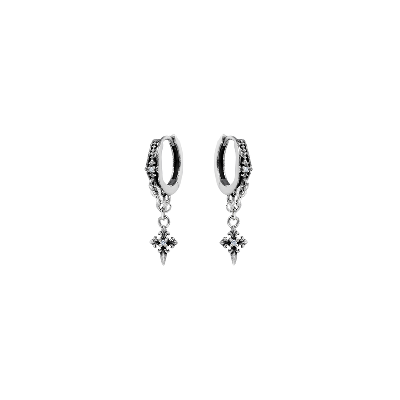CRUCIFIX DROP HOOPS PIERCE[SET ITEM]