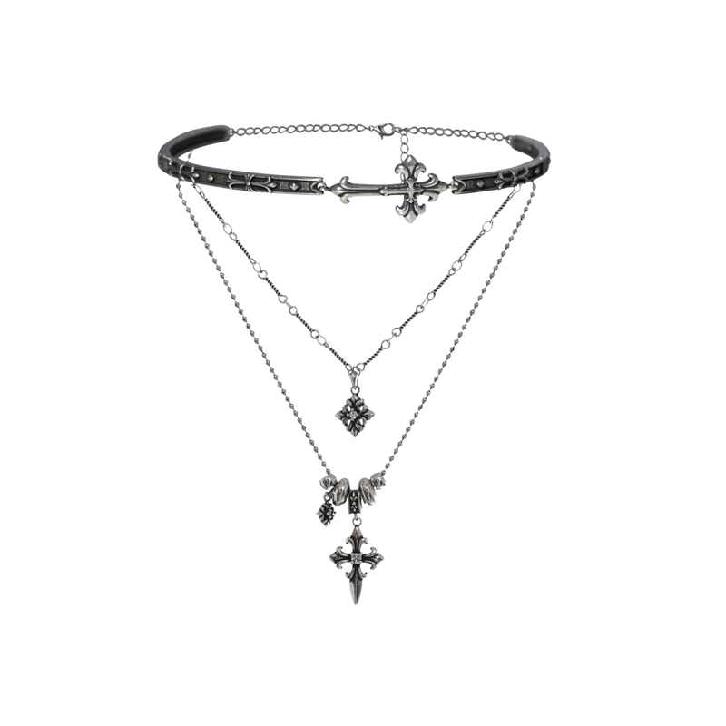 S925 CRUCIFIX CROSS LAYERED NECKLACE
