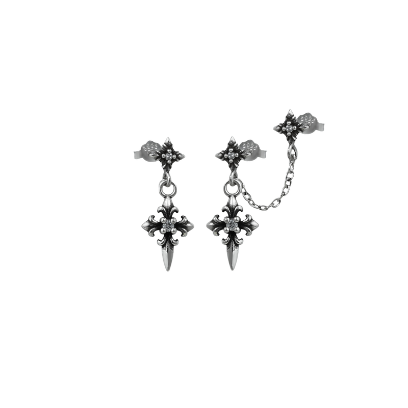 S925 CRUCIFIX CHAIN PIERCE[SET ITEM]